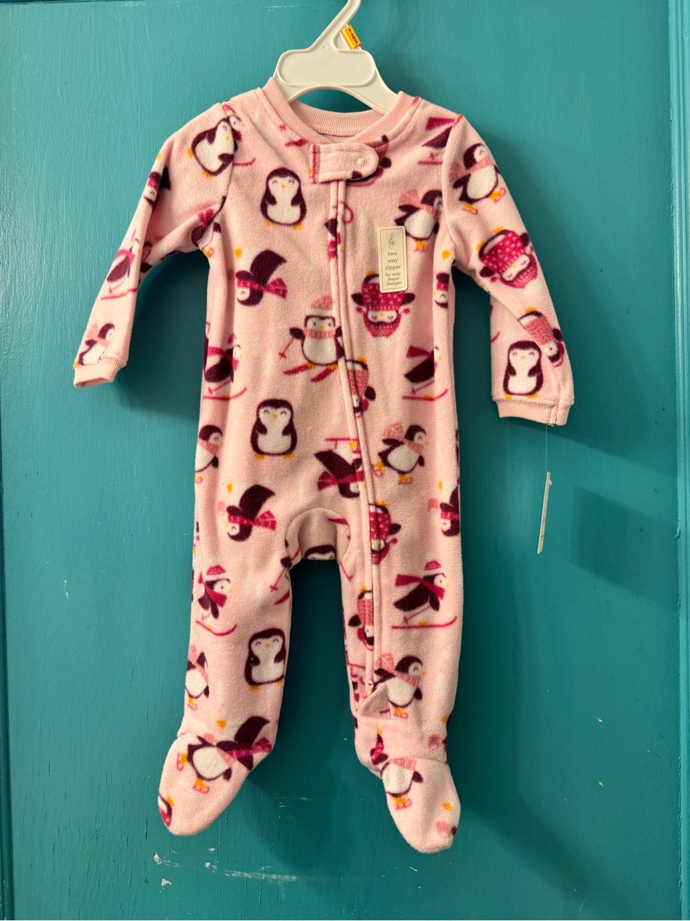 Cozy Pink Penguin Fleece Footed Pajamas
